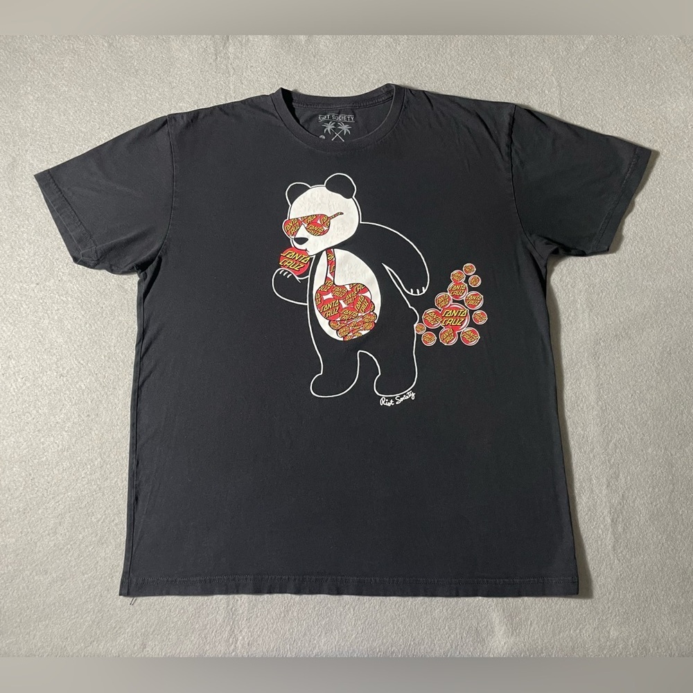 Riot Society x Santa Cruz Panda Bear Graphic Tee Black Men’s XL Skate